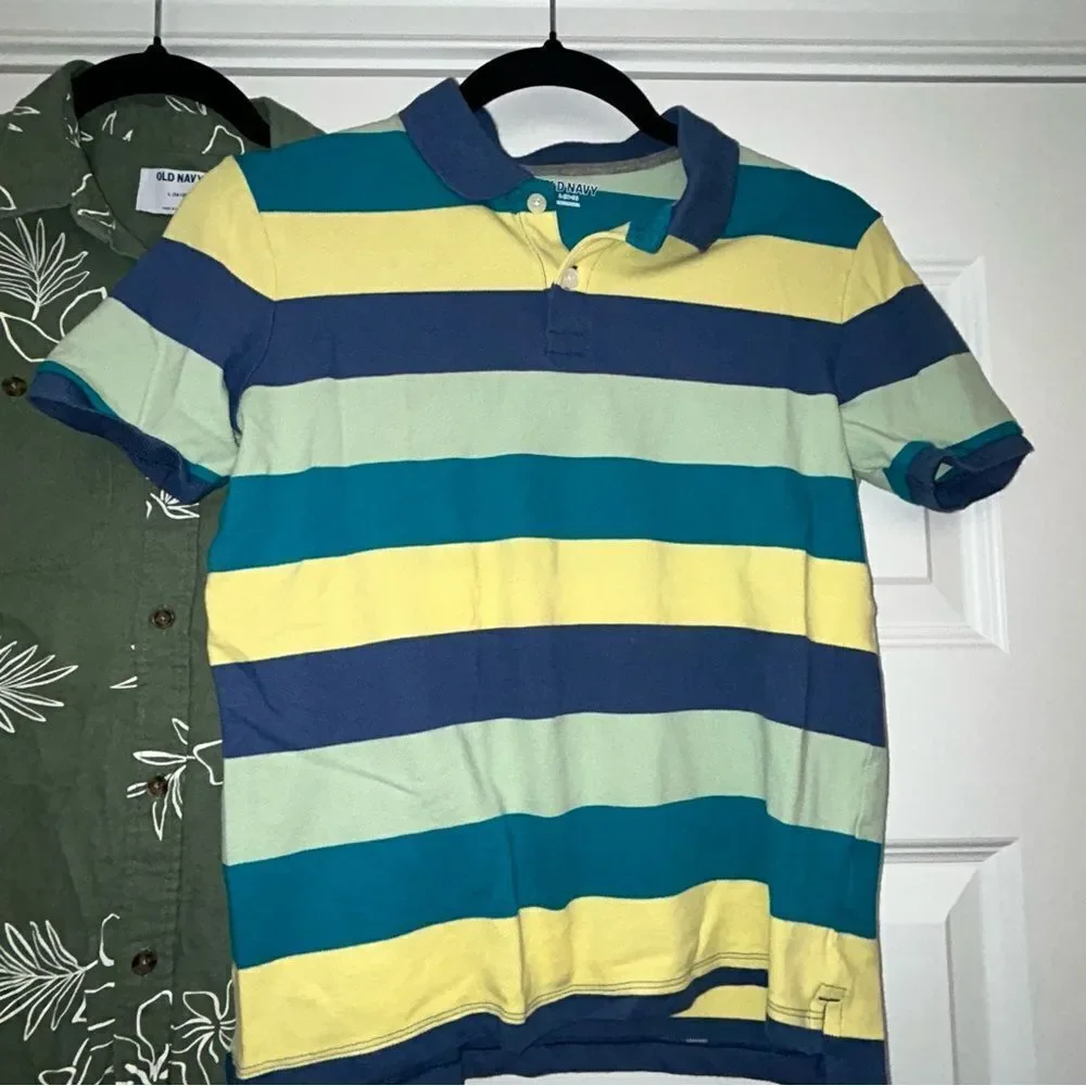 Old Navy Boys’ Plaid Stripe Floral Print Polo Button Down Shirt Lot of 4